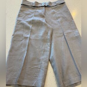 NEW Carol Little Pants Womens 10 Capri 100% Linen Gray Capris Pockets Crop Summe